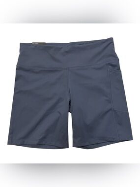 DKNY Slate Blue High-Waist Bike Shorts with Side Pocket